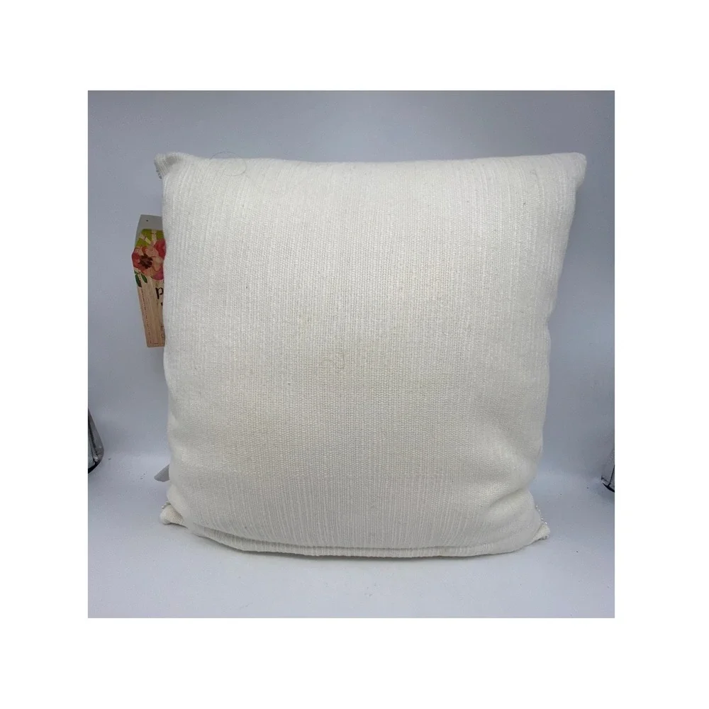 Primrose Vintage‎ White Hand Beaded Floral Decorative Throw Pillow Garden Flower